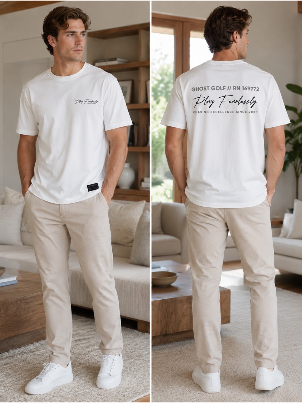 Ghost Golf Play Fearlessly T-Shirt White L NWT